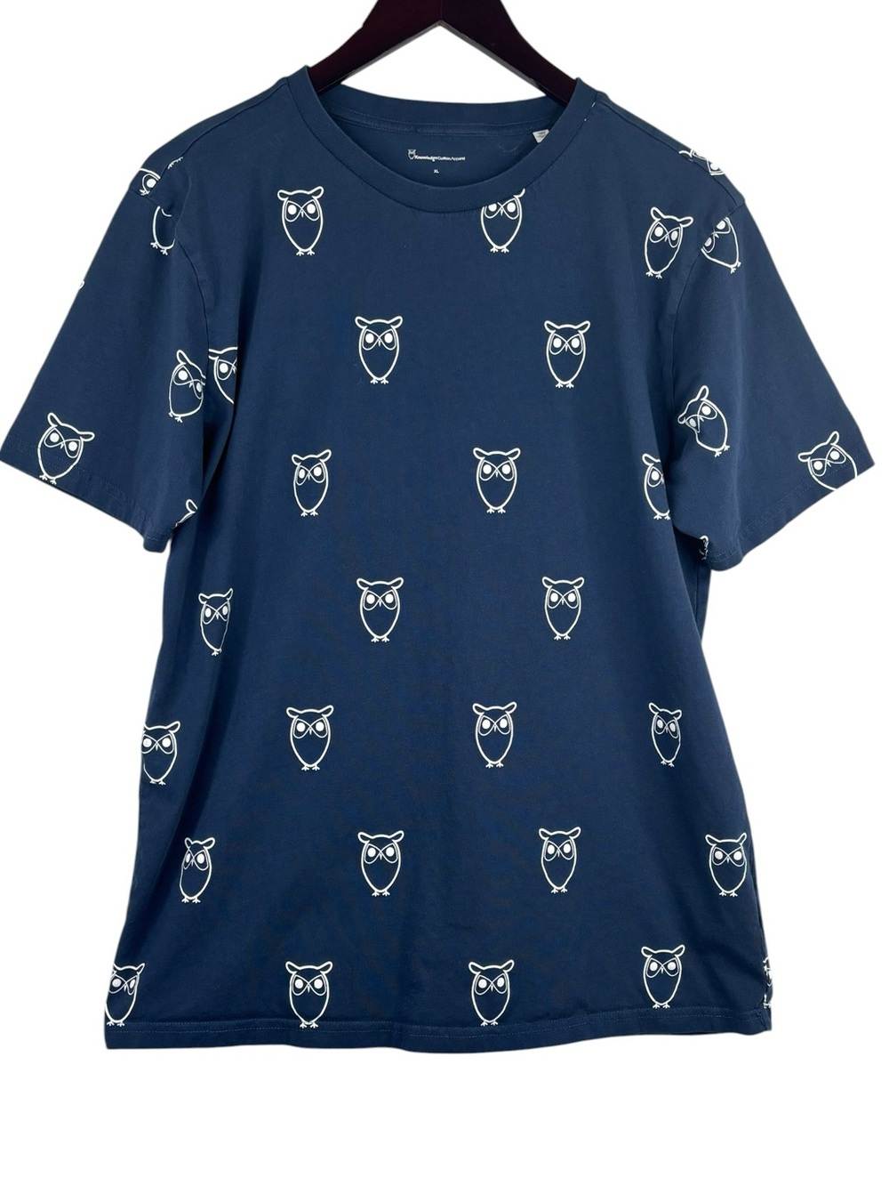 Knowledge Cotton Apparel Navy Blue Organic Cotton All Over White Owl Print XL